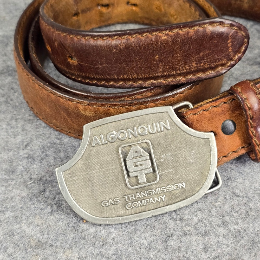 Vintage Algonquin Gas Transmission Pewter Belt Buckle Kirby Specialties Leather